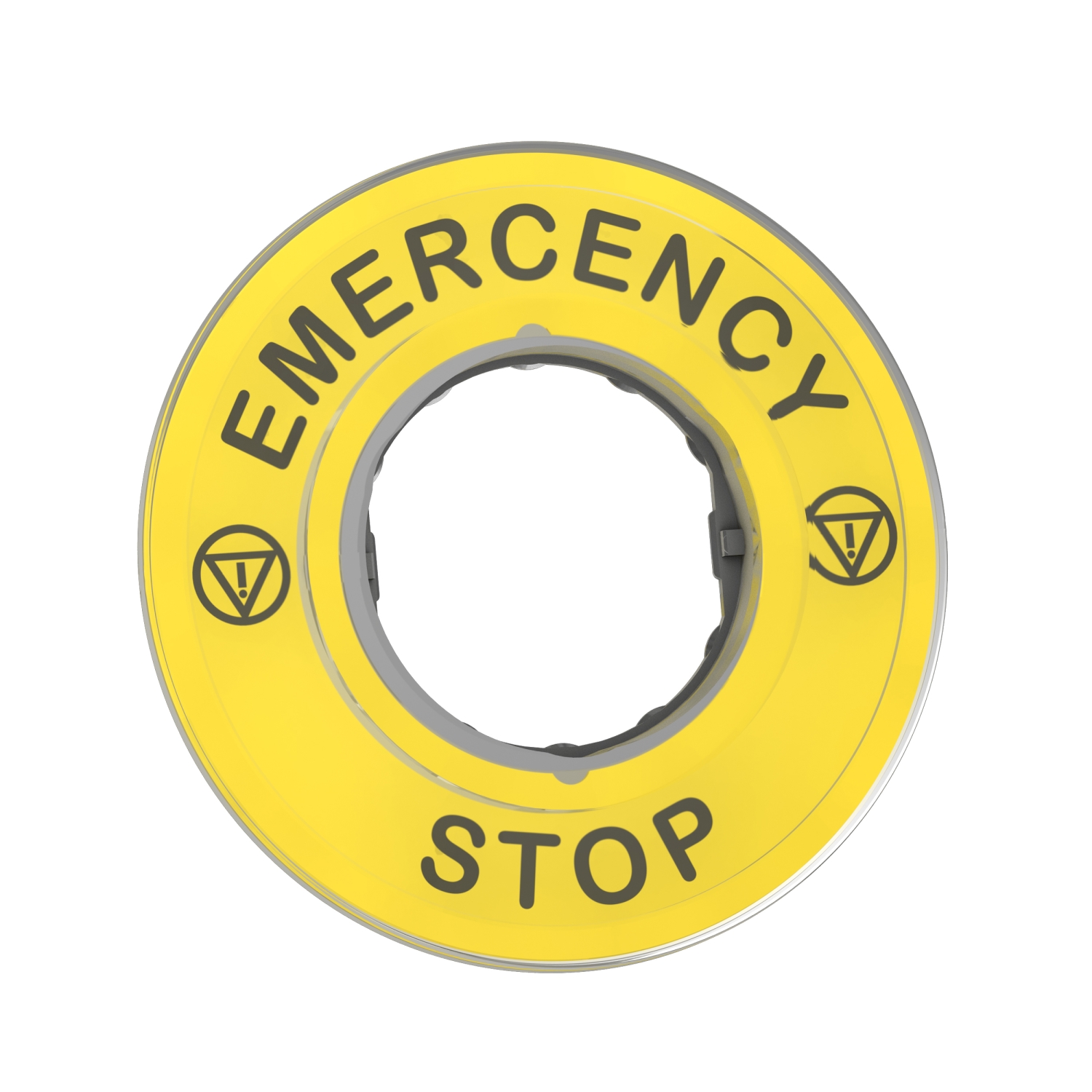 Schneider Electric teksta plāksne D=60mm dzeltena "EMERGENCY STOP" 22mm Harmony XB, ZBY9320 cover photo